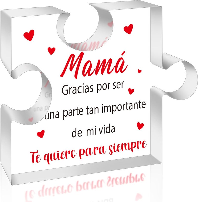 Yopyame Spanish Mom Birthday Gifts - Regalos para Mamá Decorative Acrylic Puzzle Plaque Keepsake Paperweights Gifts for Mom in Spanish Christmas Mothers Day Ideas Gifts for Mom from Daughter Son - Image 1